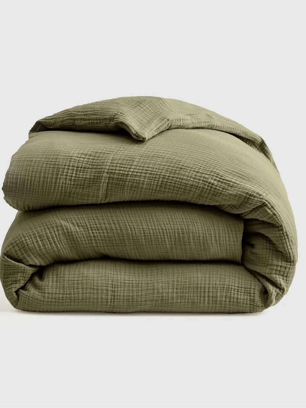 NWOT - QUINCE Organic Cotton Gauze Duvet with 1 Sham - Olive- King/Cal King